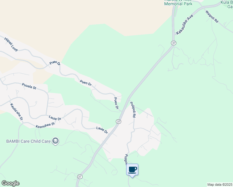 map of restaurants, bars, coffee shops, grocery stores, and more near 96 Pueo Drive in Kula