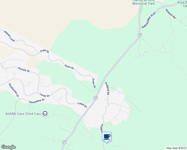 map of restaurants, bars, coffee shops, grocery stores, and more near 96 Pueo Drive in Kula