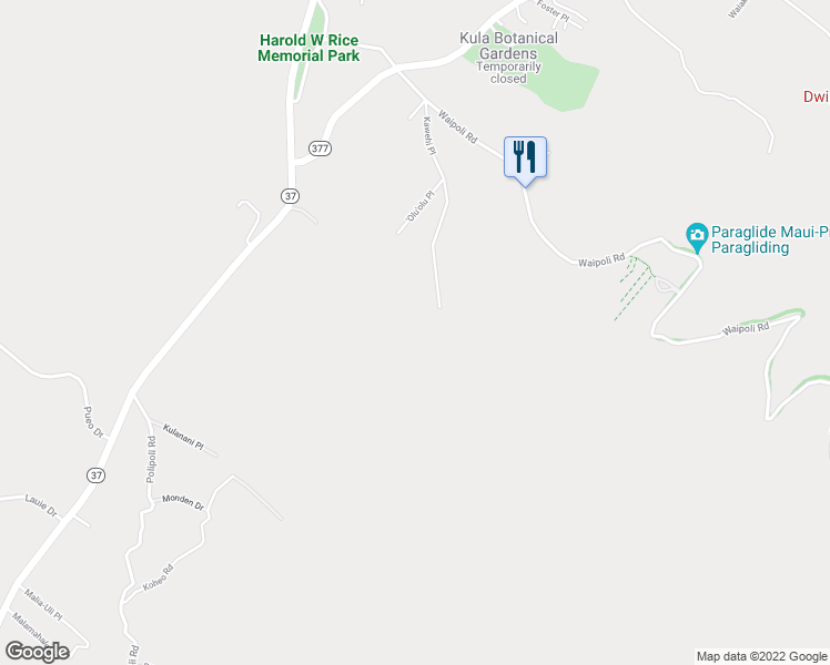 map of restaurants, bars, coffee shops, grocery stores, and more near 94 Kawehi Place in Kula