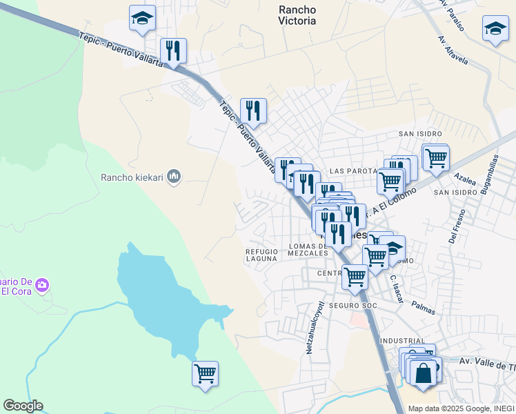 map of restaurants, bars, coffee shops, grocery stores, and more near 25 Agave Azul in Mezcales
