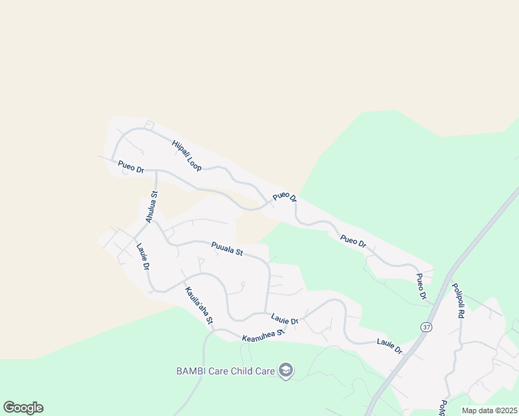 map of restaurants, bars, coffee shops, grocery stores, and more near Pueo Drive in Keokea