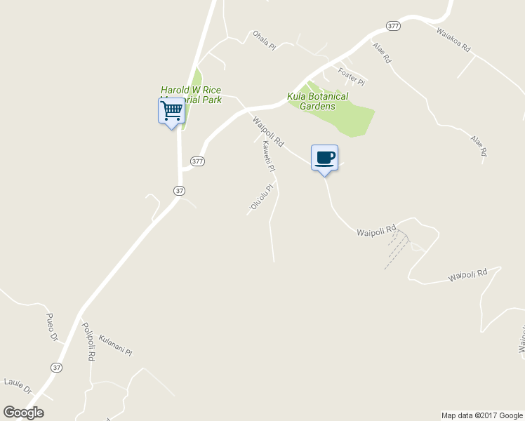 map of restaurants, bars, coffee shops, grocery stores, and more near 64 Kawehi Place in Kula