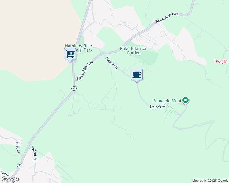 map of restaurants, bars, coffee shops, grocery stores, and more near 52 Kawehi Place in Kula