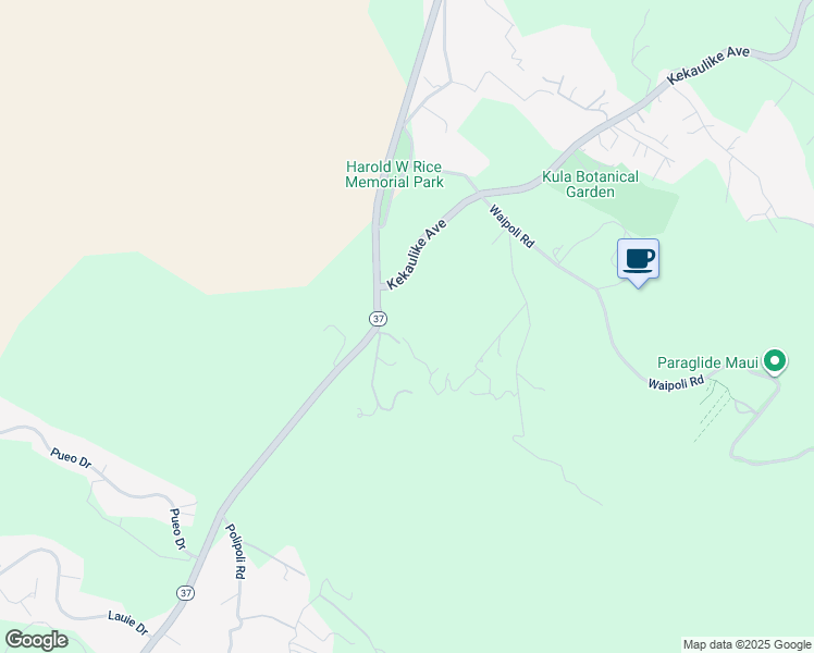 map of restaurants, bars, coffee shops, grocery stores, and more near 16 Kekaulike Avenue in Kula