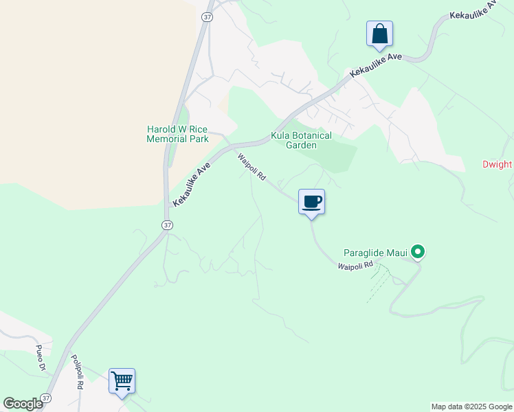 map of restaurants, bars, coffee shops, grocery stores, and more near 28 Kawehi Place in Kula