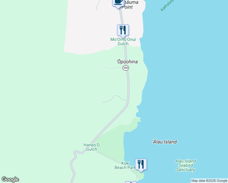map of restaurants, bars, coffee shops, grocery stores, and more near 5670 Hana Highway in Hana