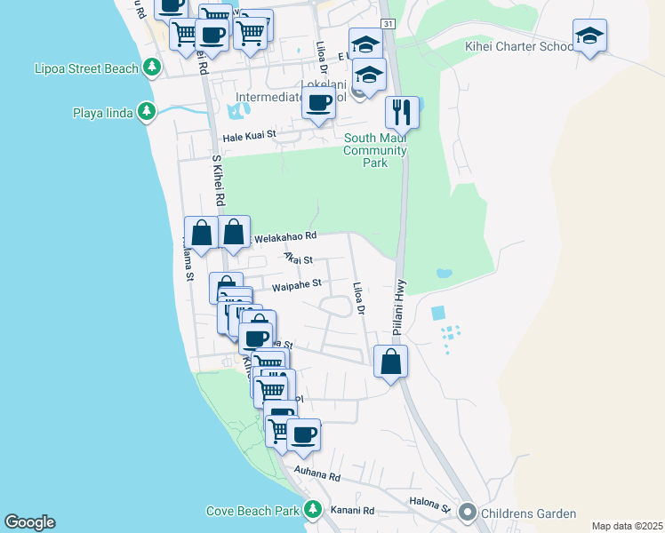 map of restaurants, bars, coffee shops, grocery stores, and more near 1669 Hoonanea Street in Kihei