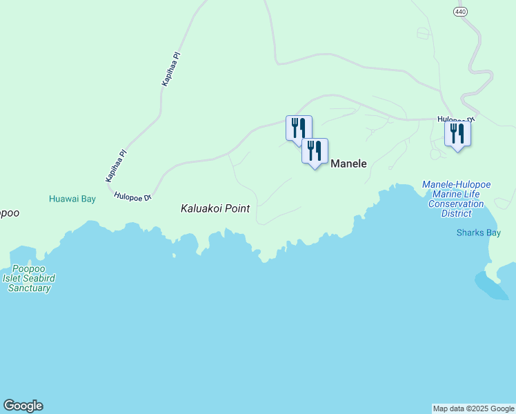 map of restaurants, bars, coffee shops, grocery stores, and more near 10 Uhaloa Place in Lanai City
