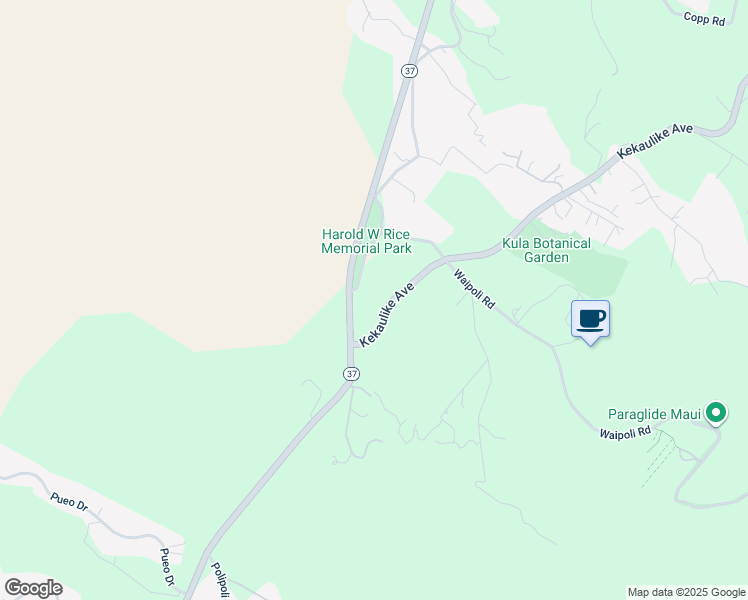 map of restaurants, bars, coffee shops, grocery stores, and more near 95 Kekaulike Avenue in Kula