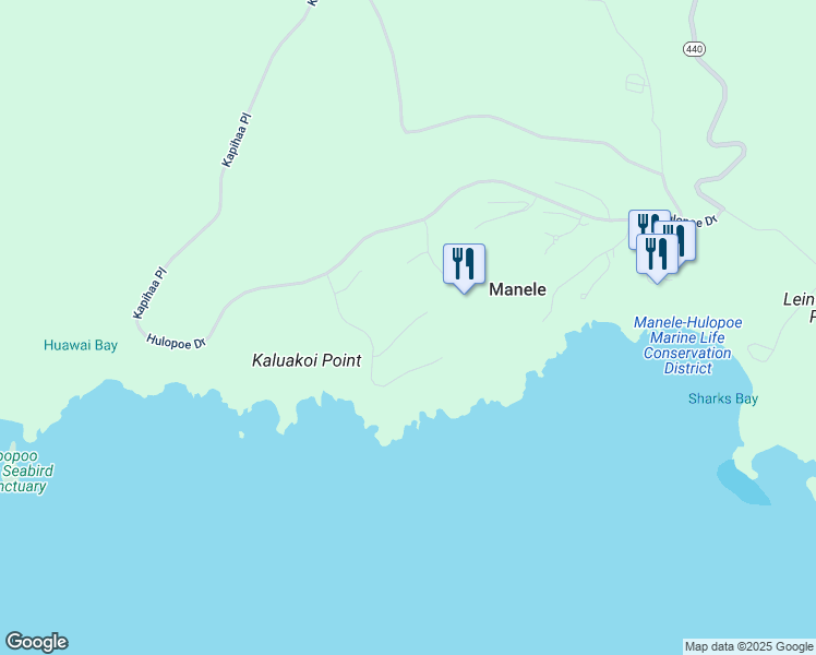 map of restaurants, bars, coffee shops, grocery stores, and more near 30 Uhaloa Place in Lanai City