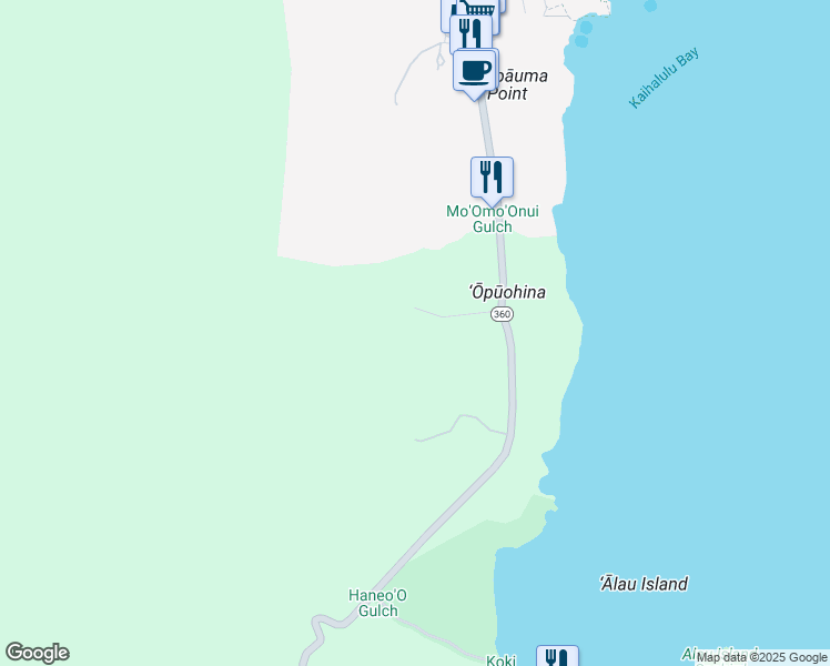 map of restaurants, bars, coffee shops, grocery stores, and more near 5452 Hana Highway in Hana