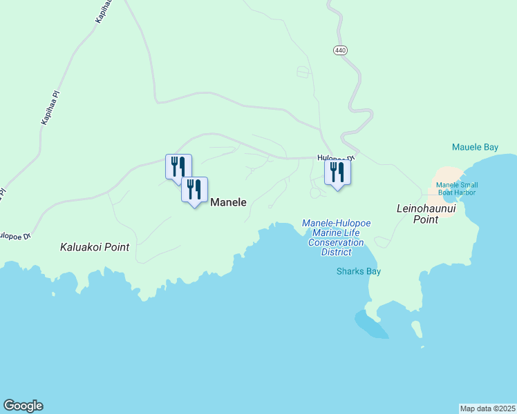 map of restaurants, bars, coffee shops, grocery stores, and more near 93 Kapihaa Drive in Lanai City