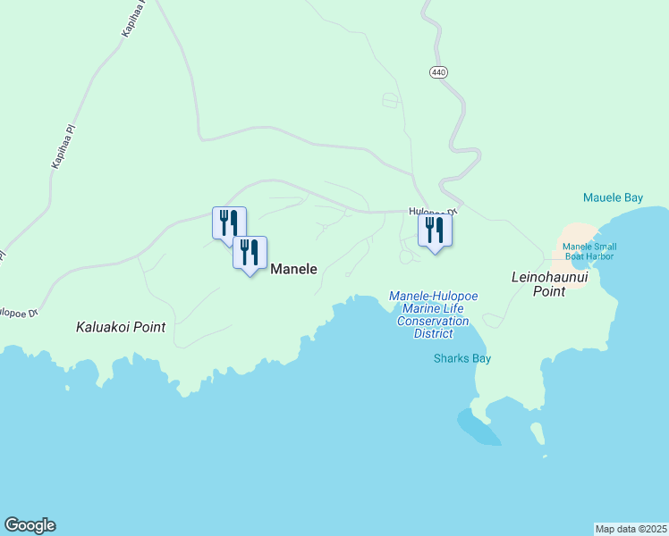 map of restaurants, bars, coffee shops, grocery stores, and more near 93 Kapihaa Drive in Lanai City