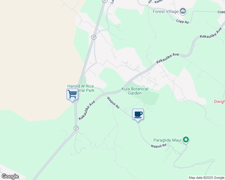 map of restaurants, bars, coffee shops, grocery stores, and more near 501 Kekaulike Avenue in Kula