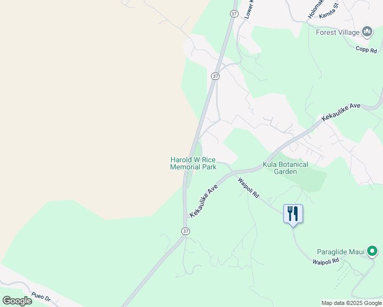 map of restaurants, bars, coffee shops, grocery stores, and more near Kula Highway in Maui County