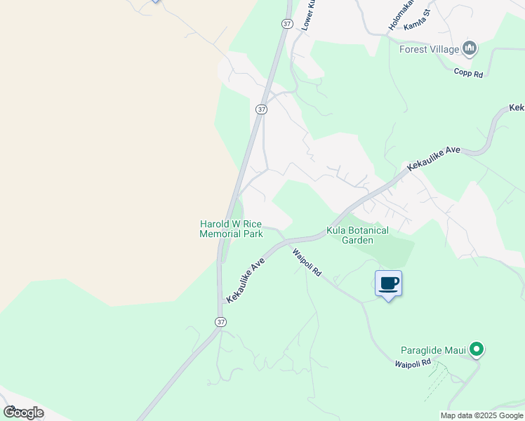 map of restaurants, bars, coffee shops, grocery stores, and more near 5791 Lower Kula Road in Kula