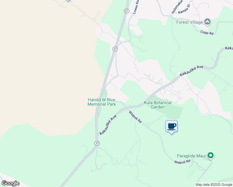 map of restaurants, bars, coffee shops, grocery stores, and more near 5791 Lower Kula Road in Kula