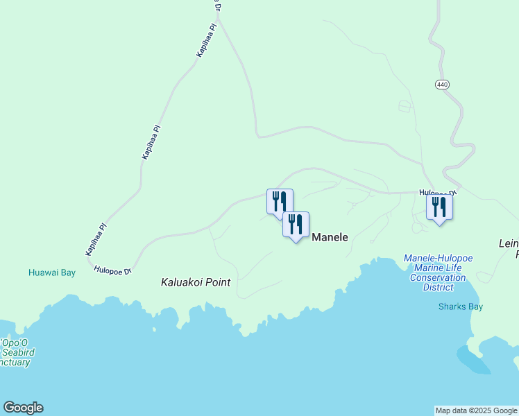 map of restaurants, bars, coffee shops, grocery stores, and more near 463 Hulopoe Drive in Lanai City