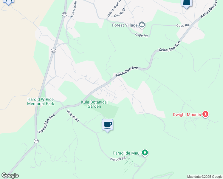 map of restaurants, bars, coffee shops, grocery stores, and more near 850 Kekaulike Avenue in Kula