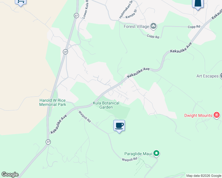 map of restaurants, bars, coffee shops, grocery stores, and more near 750 Kekaulike Avenue in Kula
