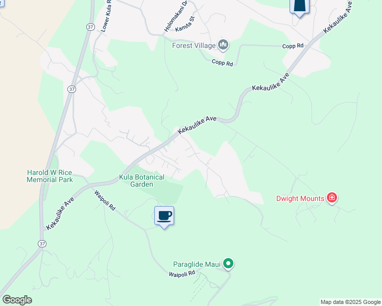 map of restaurants, bars, coffee shops, grocery stores, and more near 114 Alae Road in Kula
