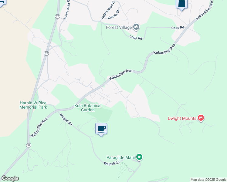 map of restaurants, bars, coffee shops, grocery stores, and more near 94 Alae Rd in Kula