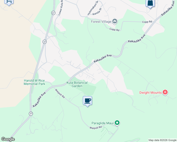 map of restaurants, bars, coffee shops, grocery stores, and more near 820 Kekaulike Avenue in Kula
