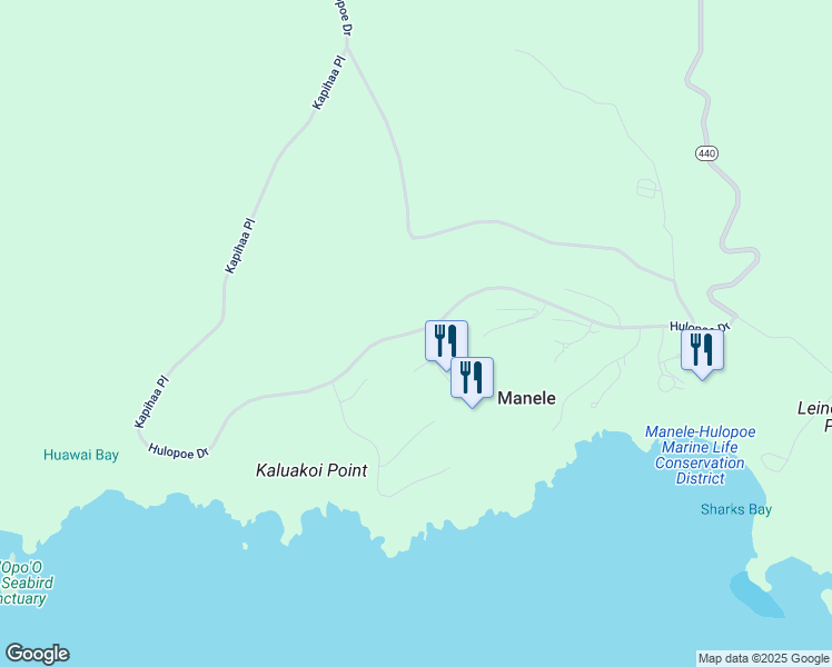 map of restaurants, bars, coffee shops, grocery stores, and more near 463 Hulopoe Drive in Lanai City