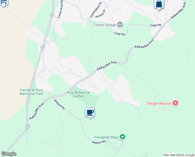 map of restaurants, bars, coffee shops, grocery stores, and more near 94 Alae Road in Kula