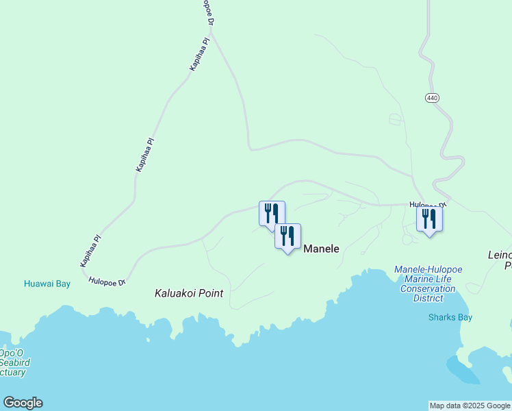 map of restaurants, bars, coffee shops, grocery stores, and more near 450 Hulopoe Drive in Wailuku