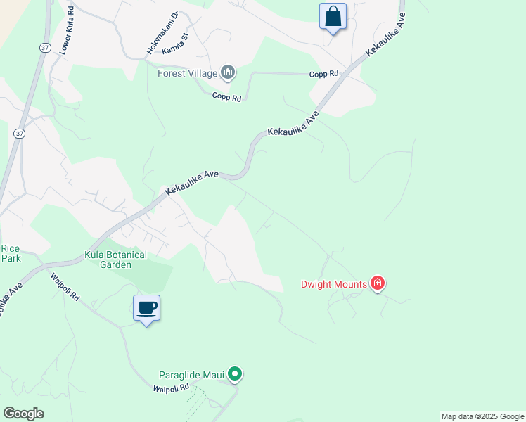 map of restaurants, bars, coffee shops, grocery stores, and more near 15 Waiakoa Place in Kula