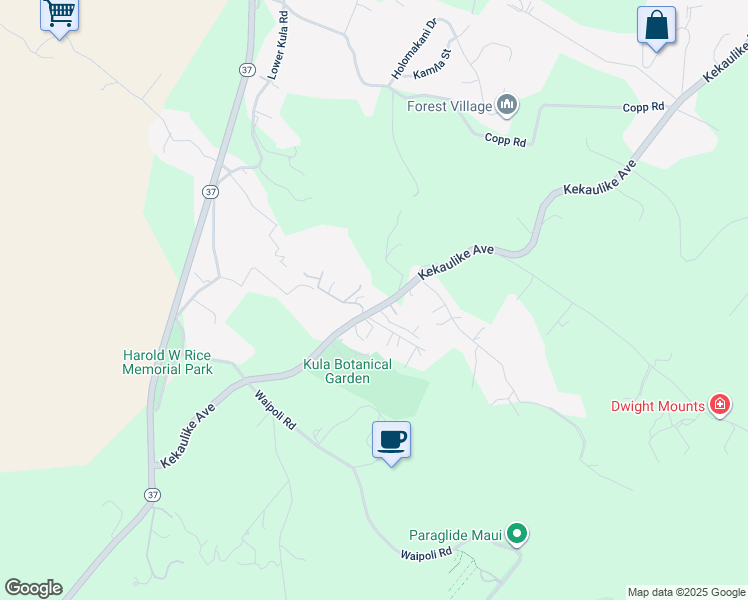 map of restaurants, bars, coffee shops, grocery stores, and more near 785 Kekaulike Avenue in Kula