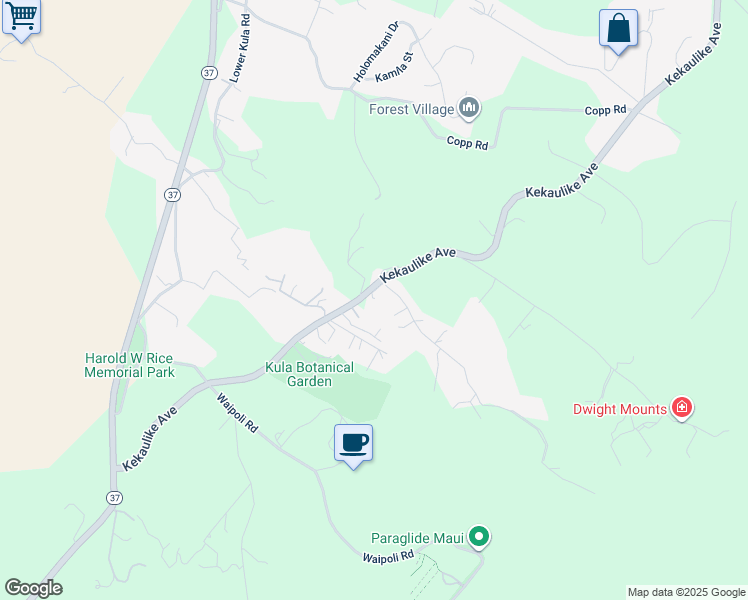 map of restaurants, bars, coffee shops, grocery stores, and more near 70 Alae Road in Kula