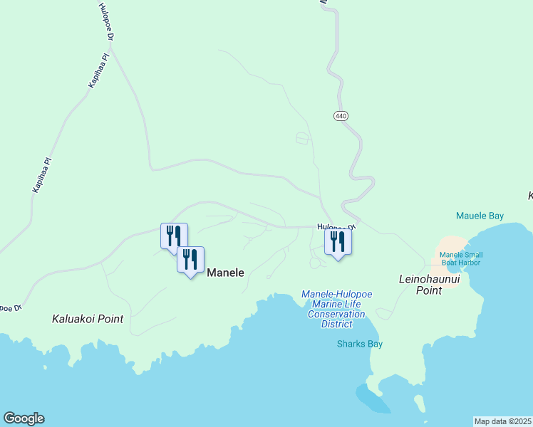 map of restaurants, bars, coffee shops, grocery stores, and more near 226 Hulopoe Drive in Lanai City