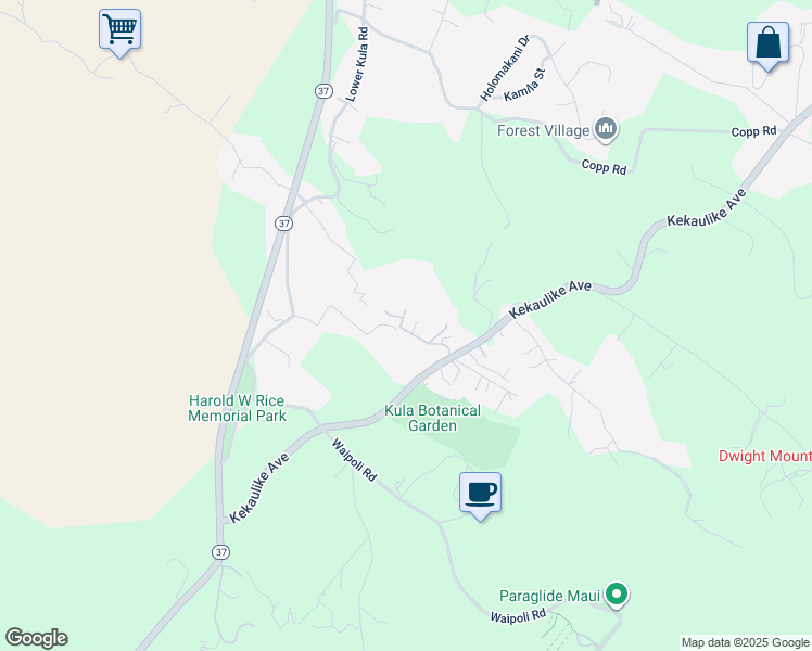 map of restaurants, bars, coffee shops, grocery stores, and more near 759 Kekaulike Avenue in Kula