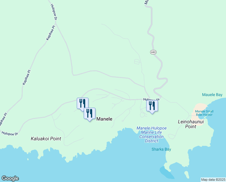 map of restaurants, bars, coffee shops, grocery stores, and more near 276 Hulopoe Drive in Lanai City