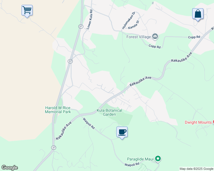 map of restaurants, bars, coffee shops, grocery stores, and more near 759 Kekaulike Avenue in Kula