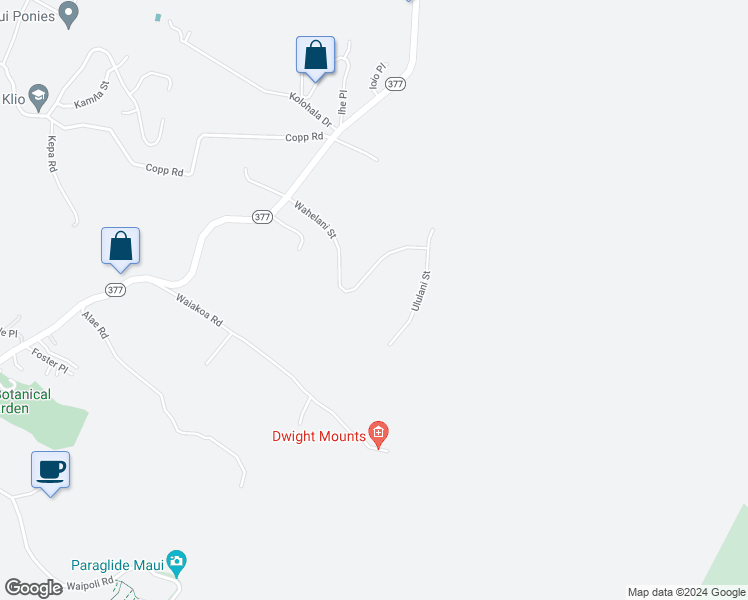 map of restaurants, bars, coffee shops, grocery stores, and more near 74 Wahelani Street in Kula