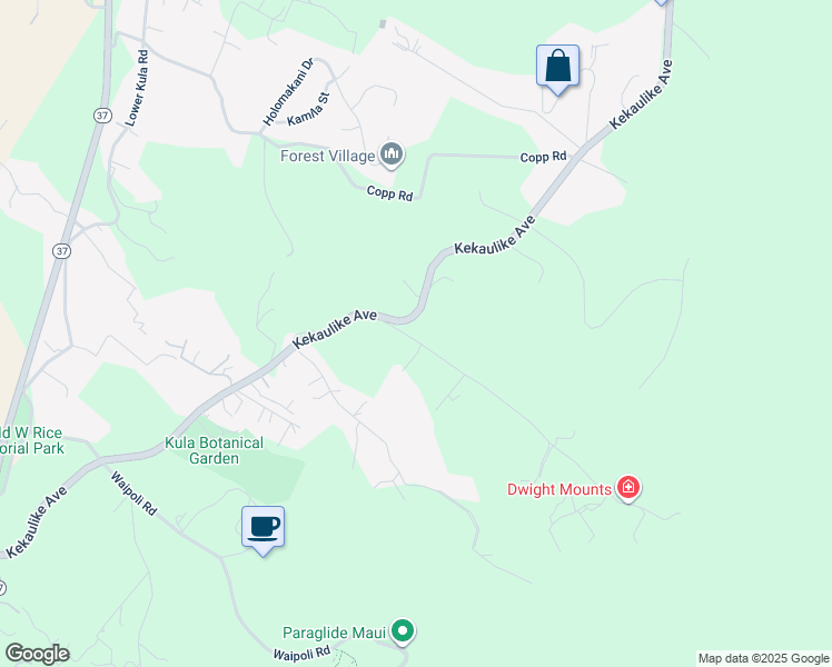map of restaurants, bars, coffee shops, grocery stores, and more near 91 Waiakoa Road in Kula