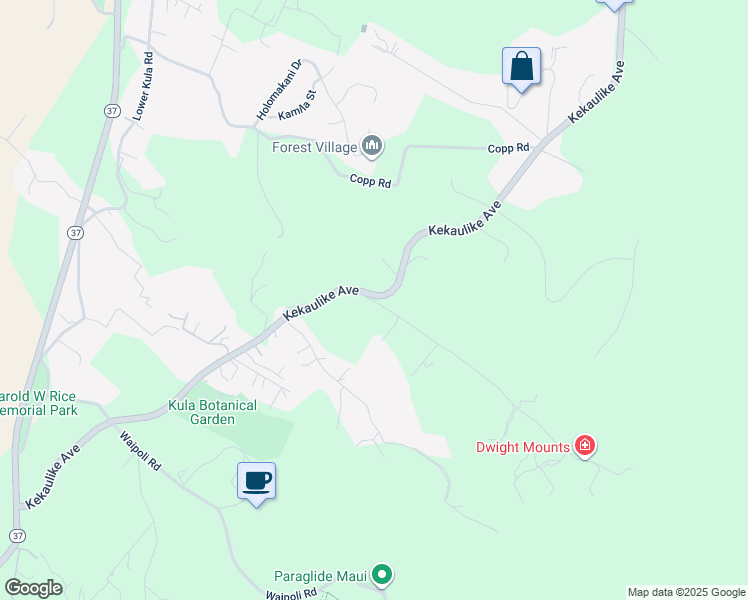 map of restaurants, bars, coffee shops, grocery stores, and more near 91 Waiakoa Road in Kula