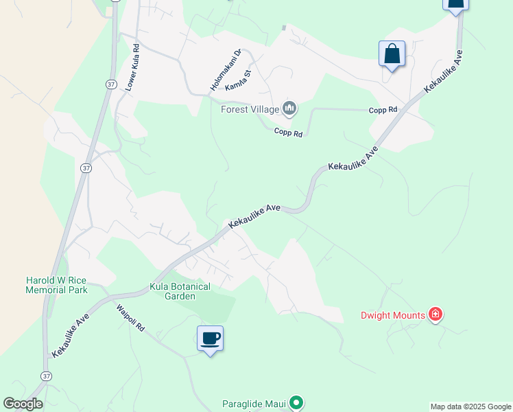 map of restaurants, bars, coffee shops, grocery stores, and more near 1069 Kekaulike Avenue in Kula