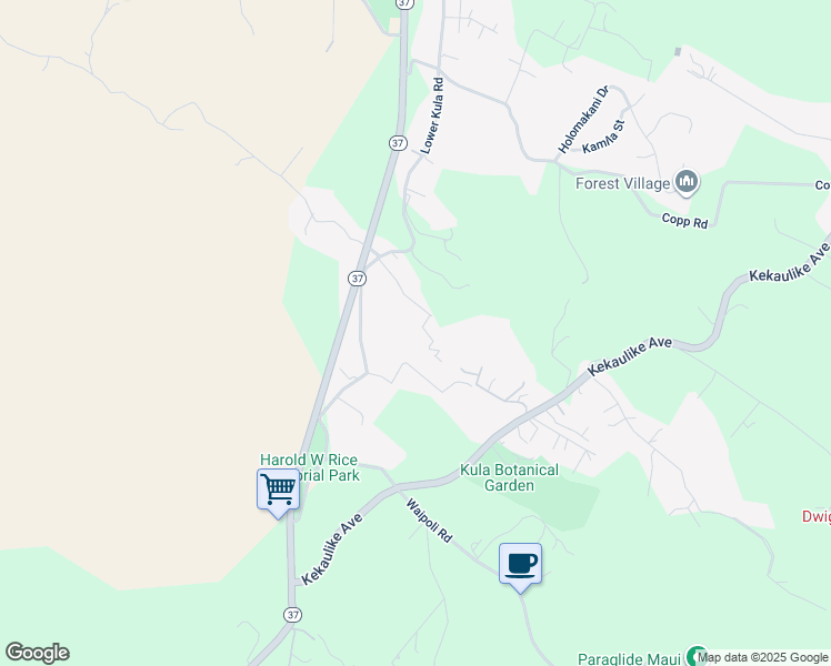 map of restaurants, bars, coffee shops, grocery stores, and more near 22 Malia-Iokepa Place in Kula