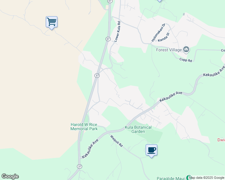 map of restaurants, bars, coffee shops, grocery stores, and more near 22 Malia-Iokepa Place in Kula