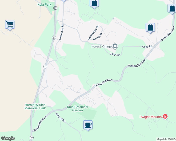 map of restaurants, bars, coffee shops, grocery stores, and more near 280 Kepa Road in Kula