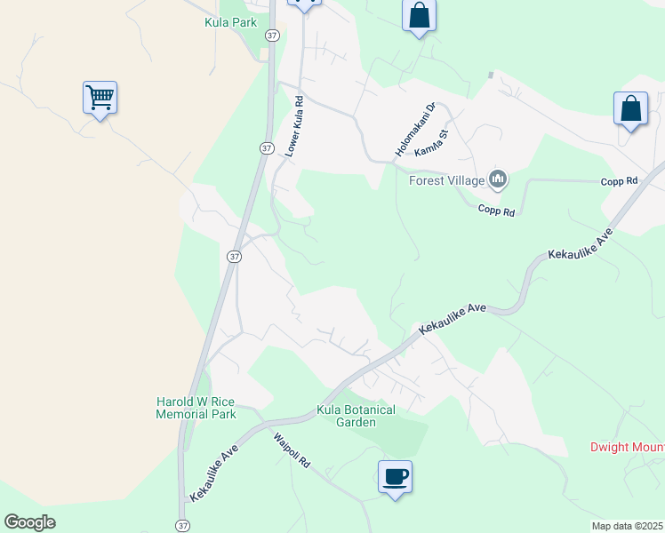 map of restaurants, bars, coffee shops, grocery stores, and more near 5321 Lower Kula Road in Kula