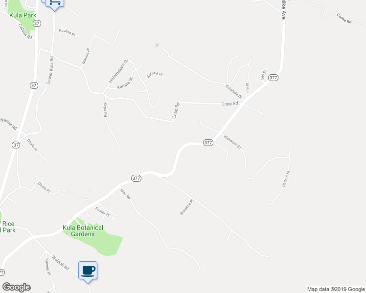 map of restaurants, bars, coffee shops, grocery stores, and more near Kekaulike Avenue in Kula