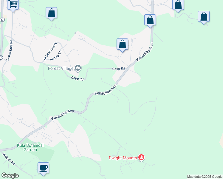 map of restaurants, bars, coffee shops, grocery stores, and more near 1555 Kekaulike Avenue in Kula