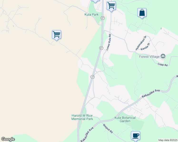 map of restaurants, bars, coffee shops, grocery stores, and more near 5610 Kula Highway in Kula