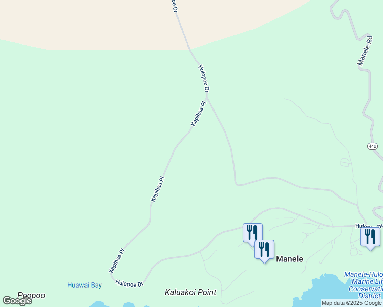 map of restaurants, bars, coffee shops, grocery stores, and more near 10 Polihua Way in Lanai City