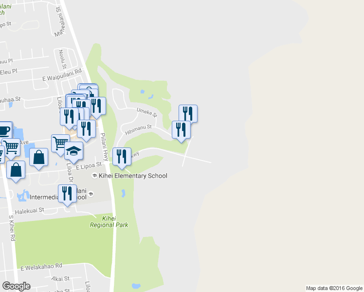 map of restaurants, bars, coffee shops, grocery stores, and more near 535 Lipoa Parkway in Kihei